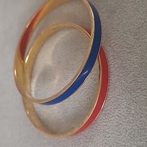 Monet Elegant Red and Blue Bangle Set